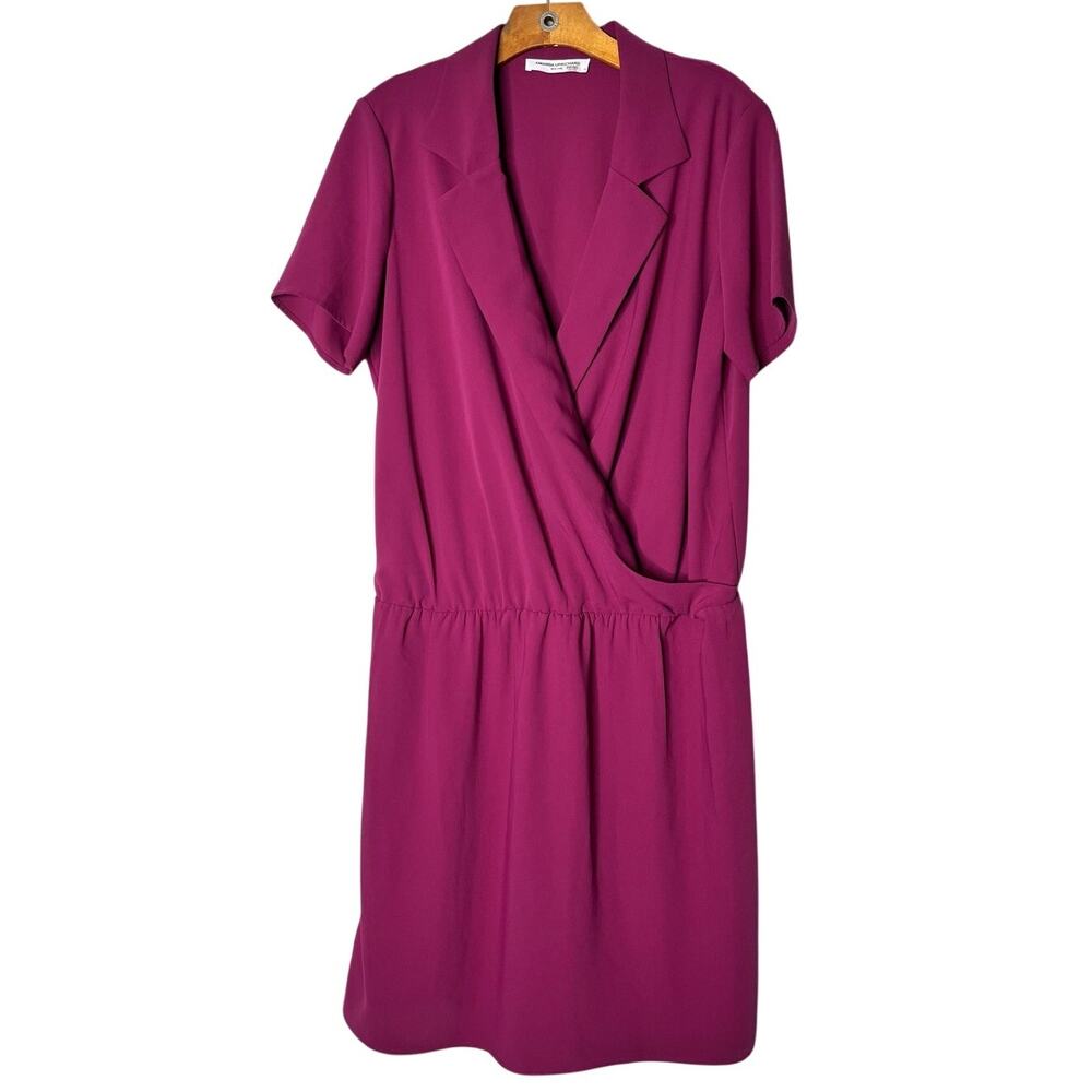 Amanda Uprichard Sutton Faux Wrap Dress Magenta Berry Pink Size 2X Plus Size